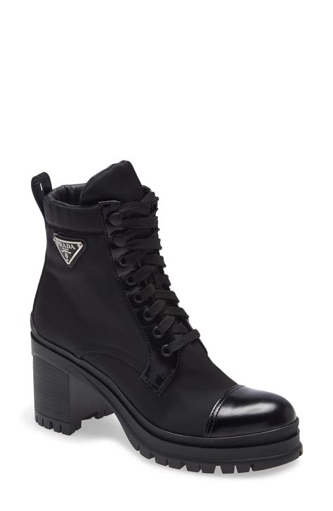 prada leather knee high riding boot|Prada block heel combat boots.